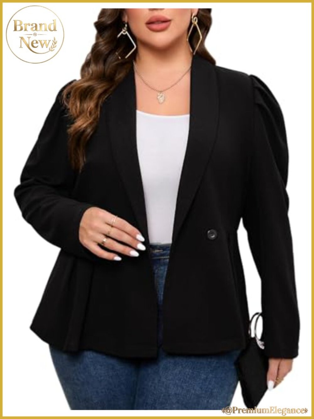 Plus Size Double Breasted Blazer Suit Jacket Work Casual Stretch